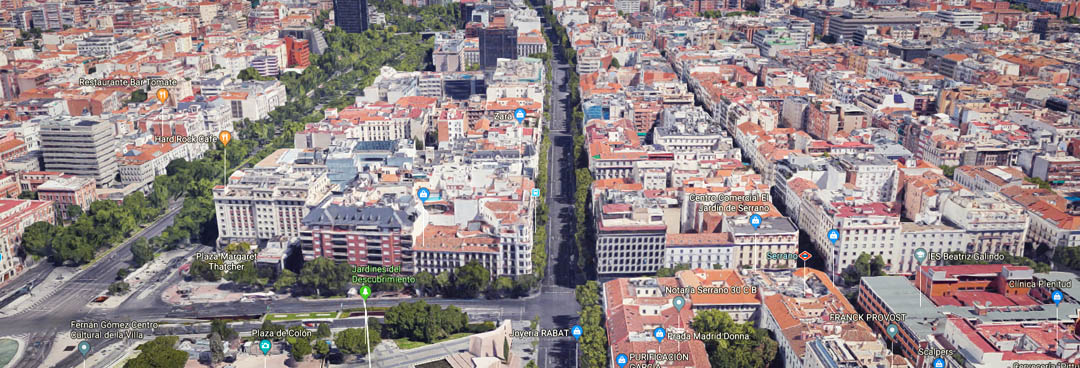 Calle de Serrano dirección norte - Tipos de calle en Madrid - Primera línea o prime